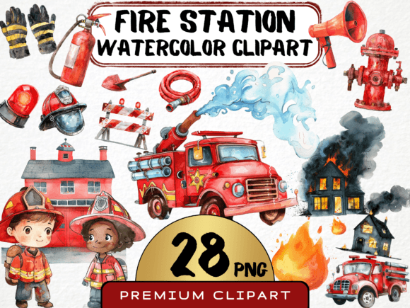 Download Watercolor Fire Station Clipart - Art Collection