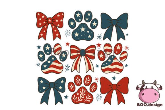 Download Fourth of July Paw and Bow Clipart Set - Art Collection