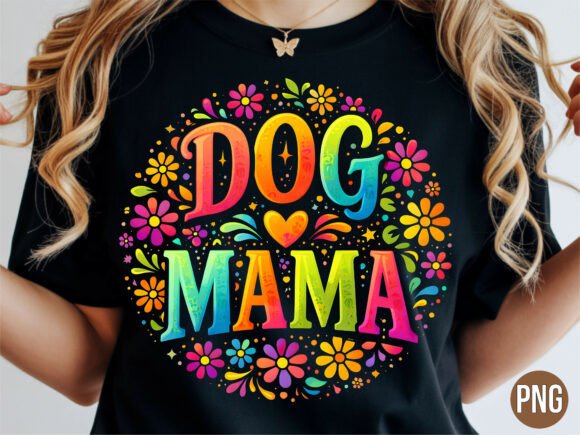 Download Colorful Retro Floral Dog Mama PNG - Dog mama png Collection