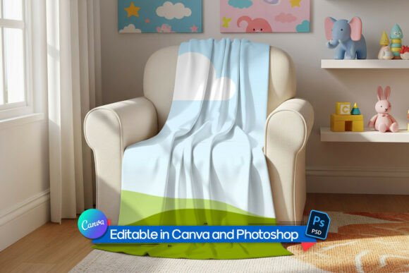 Download Baby Blanket Mockup Chair - Mockup Collection