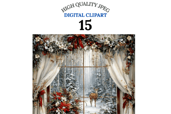 Download Vintage Christmas Window Clipart Set - Art Collection