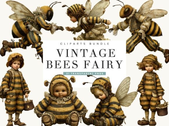 Download Vintage Bees Fairy Clipart Bundle - Art Collection