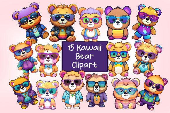 Download Bear with Sunglasses Kawaii PNG Clipart - Art Collection