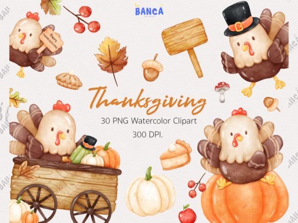 Download Watercolor Thanksgiving Clipart, Turkey - Art Collection
