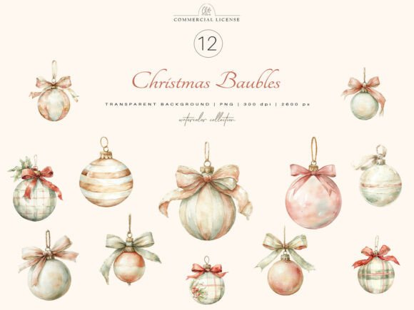 Download 12 PNG Christmas Baubles Clipart - Art Collection