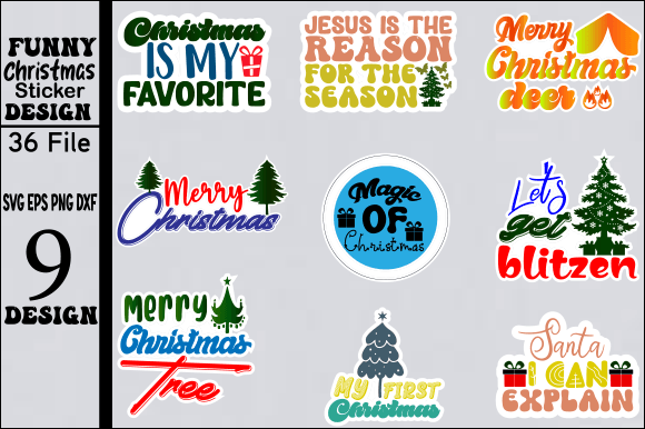 Download Christmas Sticker Designs Bundle - Christmas sticker designs Collection
