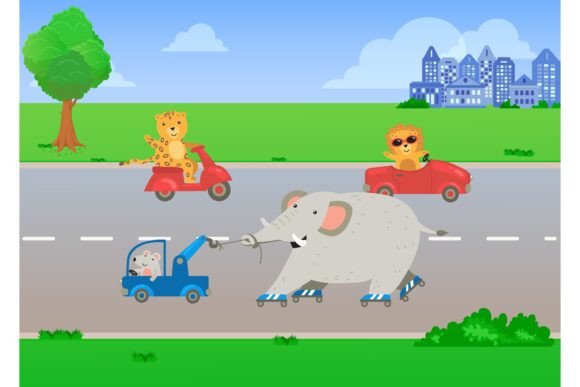 Download Cute Cartoon Cat Flying Helicopter over - Art Collection