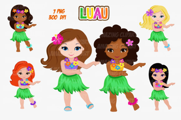 Download Luau Party Digital Clipart Hawaiian Girl - Art Collection