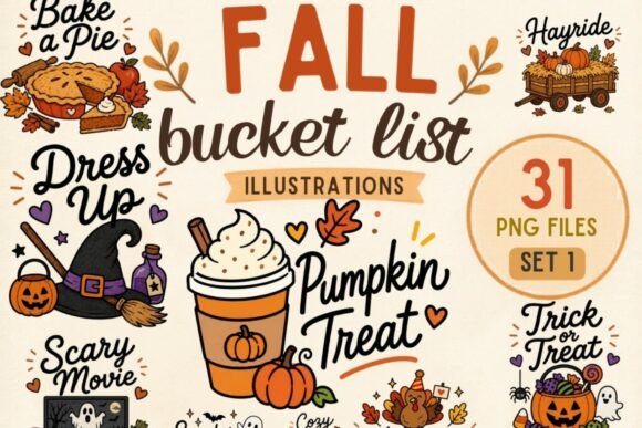 Download Fall Bucket List Clipart PNG, 31 Autumn - Art Collection