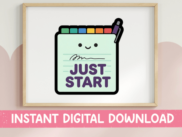 Download Just Start Kawaii Notepad Sticker Design - Art Collection