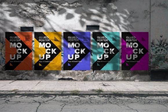 Download Glued Poster Mockup with Shadow Overlay - Mockup Collection