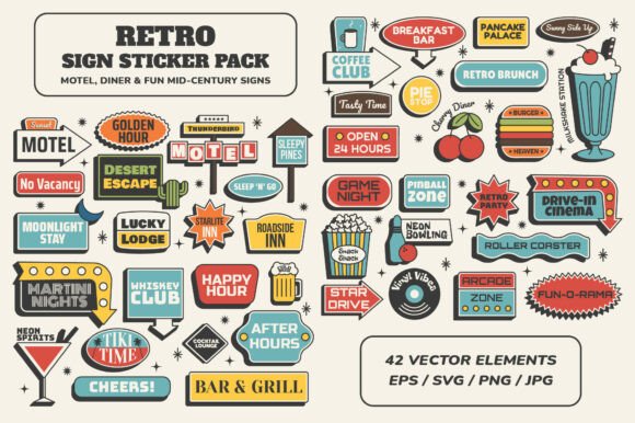 Download Retro Sign Sticker Pack - Premium Resources