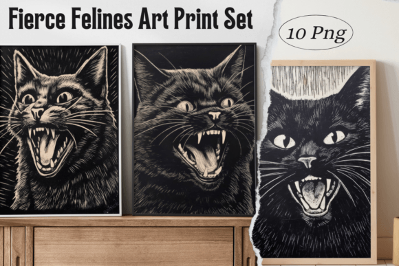 Download Fierce Felines Art Print Set - Art Collection