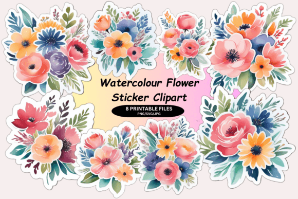 Download Watercolor Flower Sticker Clipart - Art Collection