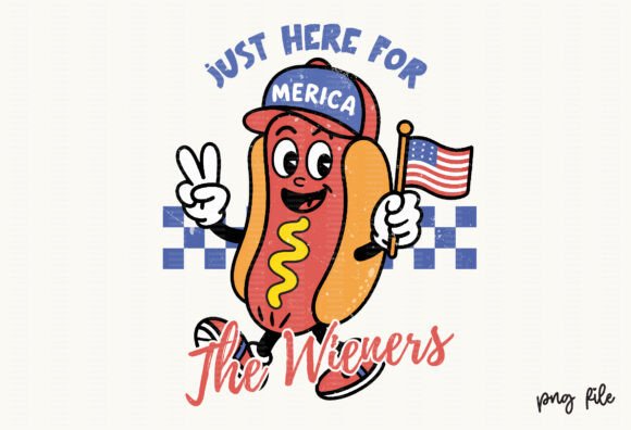 Download Retro Cartoon Patriotic Hot Dog PNG - Art Collection