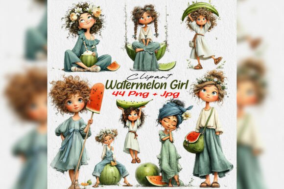 Download Whimsical Watermelon Girl Clipart Summer - Art Collection