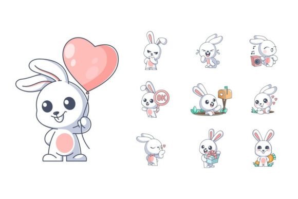 Download Cute Bunny Design Cartoon Collection - Art Collection