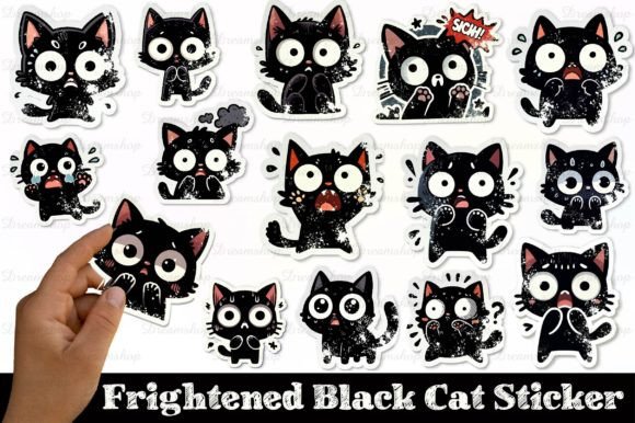 Download Frightened Black Cat Sticker Clipart - Art Collection