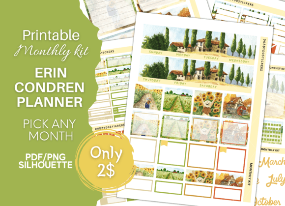 Download Cozy Fall Planner Stickers, Monthly Kit - Planner stickers Collection