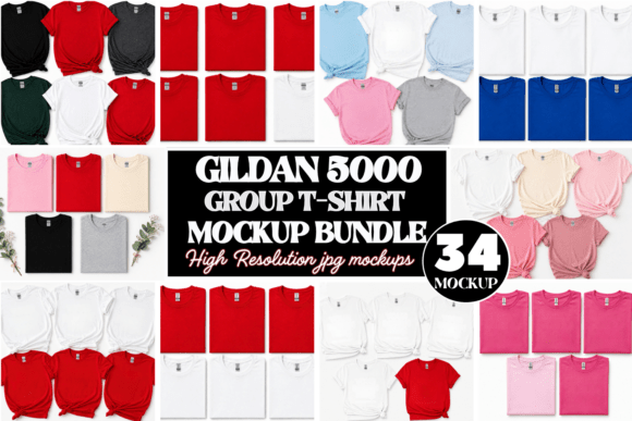 Download Gildan 5000 Group T-Shirt Mockup Bundle - Mockup Collection