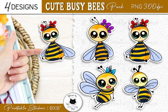 Download Cute Bee Sticker Pack | Kawaii Bee PNG - Sticker pack Collection