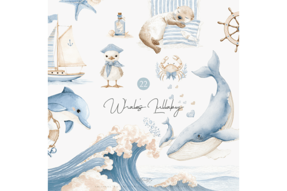 Download Watercolor Ocean Nursery Clipart Set - Art Collection
