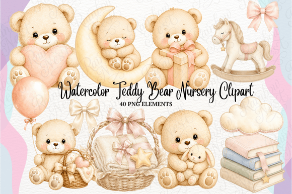 Download Watercolor Teddy Bear Nursery Clipart - Art Collection