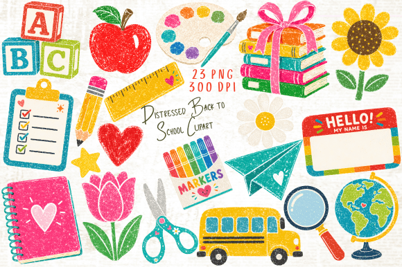 Download Distressed Back to School Clipart PNG - Art Collection
