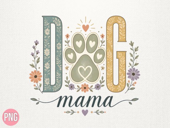 Download Retro Floral Dog Mama PNG - Dog mama png Collection