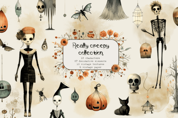 Download Halloween Ghosts &amp; Skeleton Cliparts - Art Collection