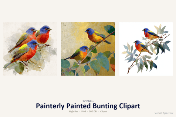 Download Painterly Painted Bunting Clipart - Art Collection