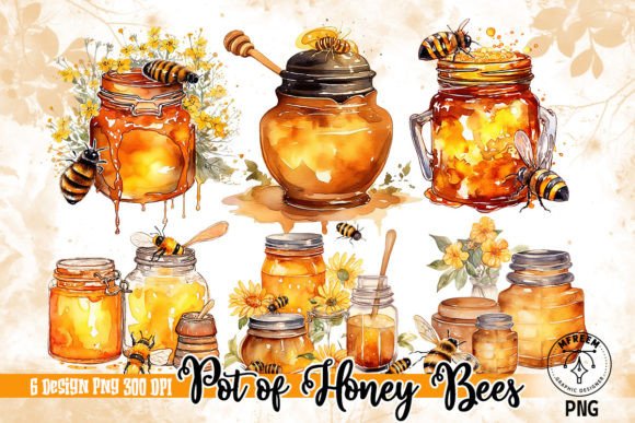 Download Pot of Honey Bees Clipart Sublimation - Art Collection