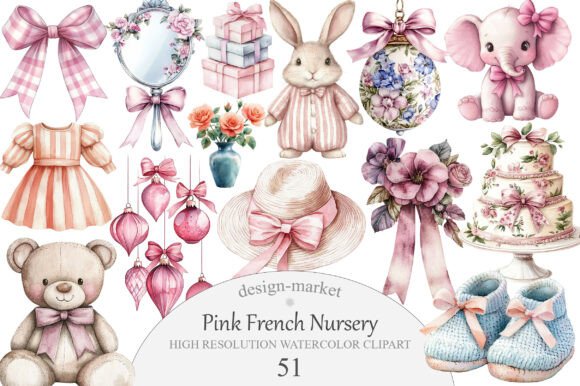 Download Pink French Nursery Clipart - Art Collection