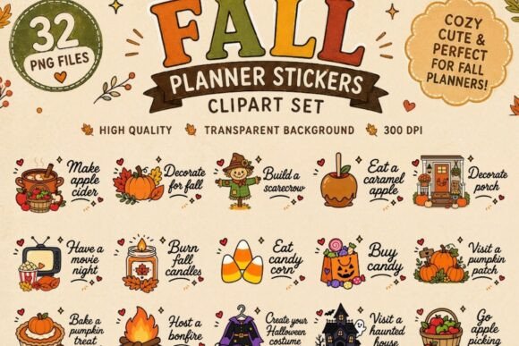 Download Fall Planner Stickers Clipart Bundle - Art Collection