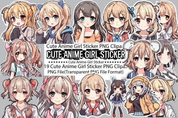 Download Cute Anime Girl Sticker Clipart Bundle - Art Collection