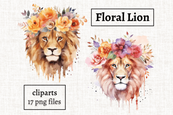 Download Watercolor Floral Lion Clipart Bundle - Art Collection