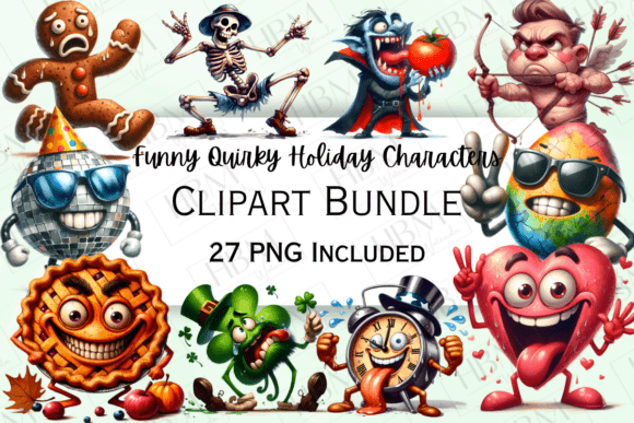 Download Funny Quirky Holiday Characters Clipart - Art Collection