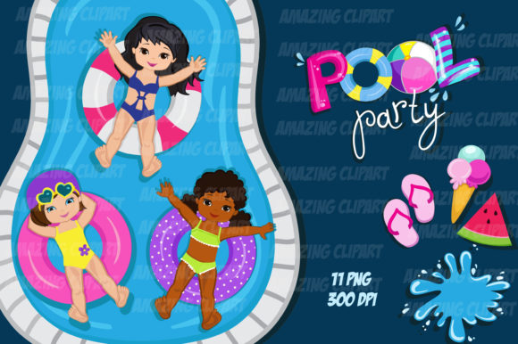 Download Pool Party Clipart Girls. - Art Collection