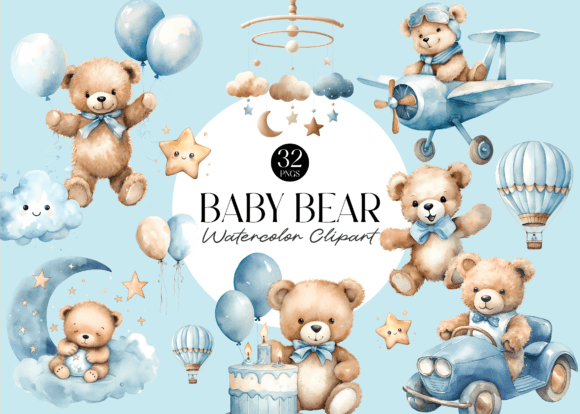 Download Cute Teddy Bear Baby Shower Clipart - Art Collection