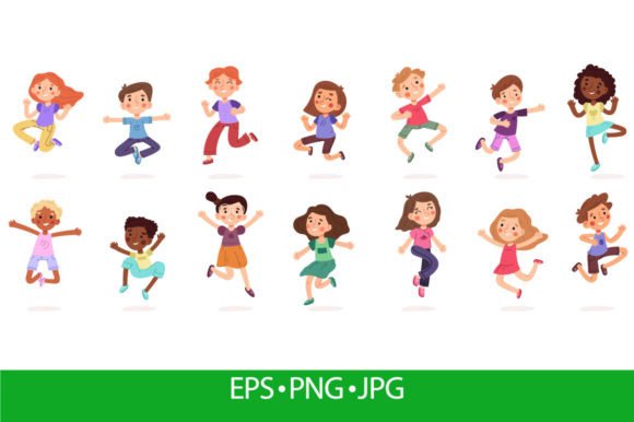 Download Happy Jumping Kids, Cute Active Cartoon - Art Collection