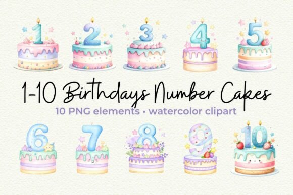 Download 1-10th Birthday Cake Clipart Kawaii PNG - Art Collection