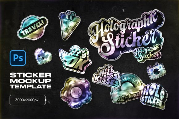 Download Holographic Sticker Mockup - Mockup Collection