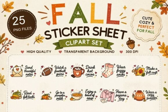Download Fall Sticker Sheet Clipart Bundle - Art Collection