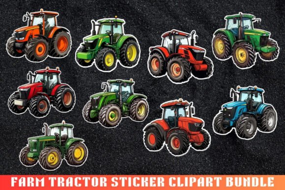 Download Farm Tractor Sticker Clipart Bundle - Art Collection