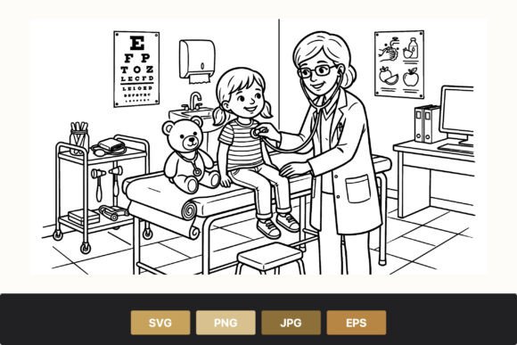 Download Doctor Examining Child Vector Art - Art Collection