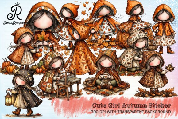 Download Cute Girl Autumn Sticker Clipart - Art Collection