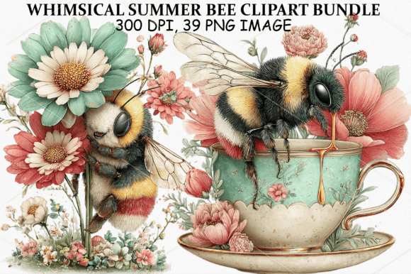 Download Whimsical Summer Bee Clipart Bundle - Art Collection