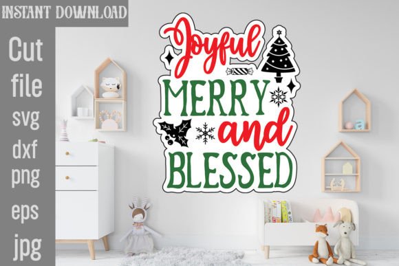 Download Joyful Merry and Blessed SVG Cut File - Premium Resources
