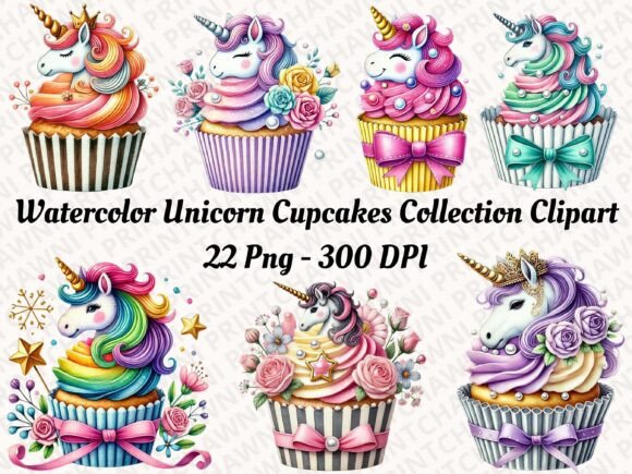 Download Unicorn Cupcakes Collection Clipart PNG - Art Collection