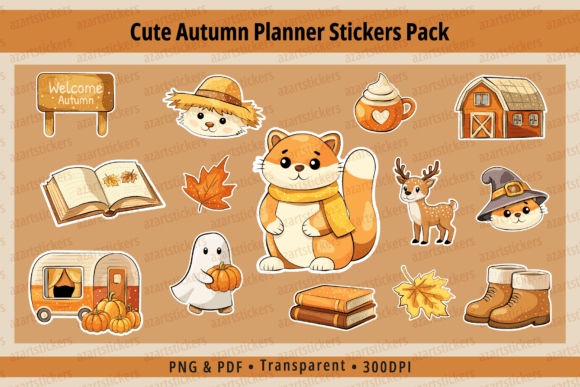 Download Cute Autumn Planner Stickers PNG &amp; PDF - Planner stickers Collection